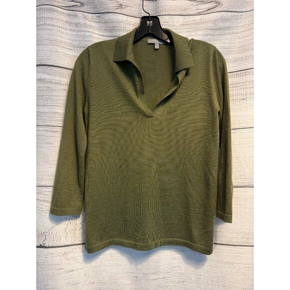 Neiman Marcus Cashmere Long-Sleeve Polo Sweater Size S - Picture 1 of 4